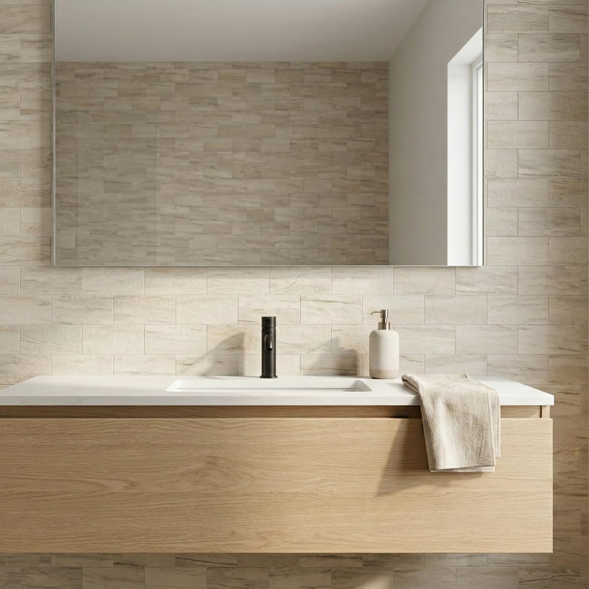 10- Sheet Polished White Peel and Stick Backsplash, 12’’Luxury PVC Ceramic Look Self Stick Subway Tiles, Waterproof Peel and Stick Wall Tiles for Kitchen and Bathrrom