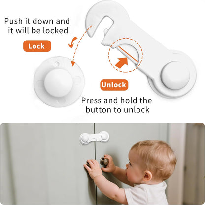 Cabinet Locks - Easy to Install, No Tools or Drill Needed - 4 Pack Child Safety Cabinet Locks for Baby Proofing Furniture, Kitchen, Ovens, Toilet Seats