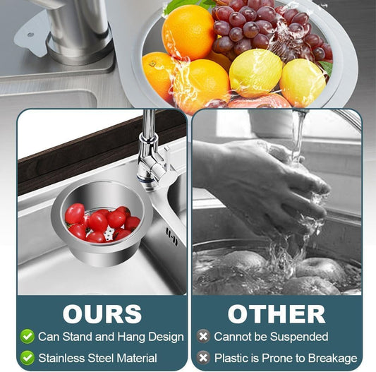 Stainless Steel Swan Sink Strainer Basket, 2025 New Multifunctional Kitchen Sink Drain Strainer Faucet Hanging Filter Basket, Corner Sink Strainer Basket for Kitchen Fruit Vegetable (1 Pack)