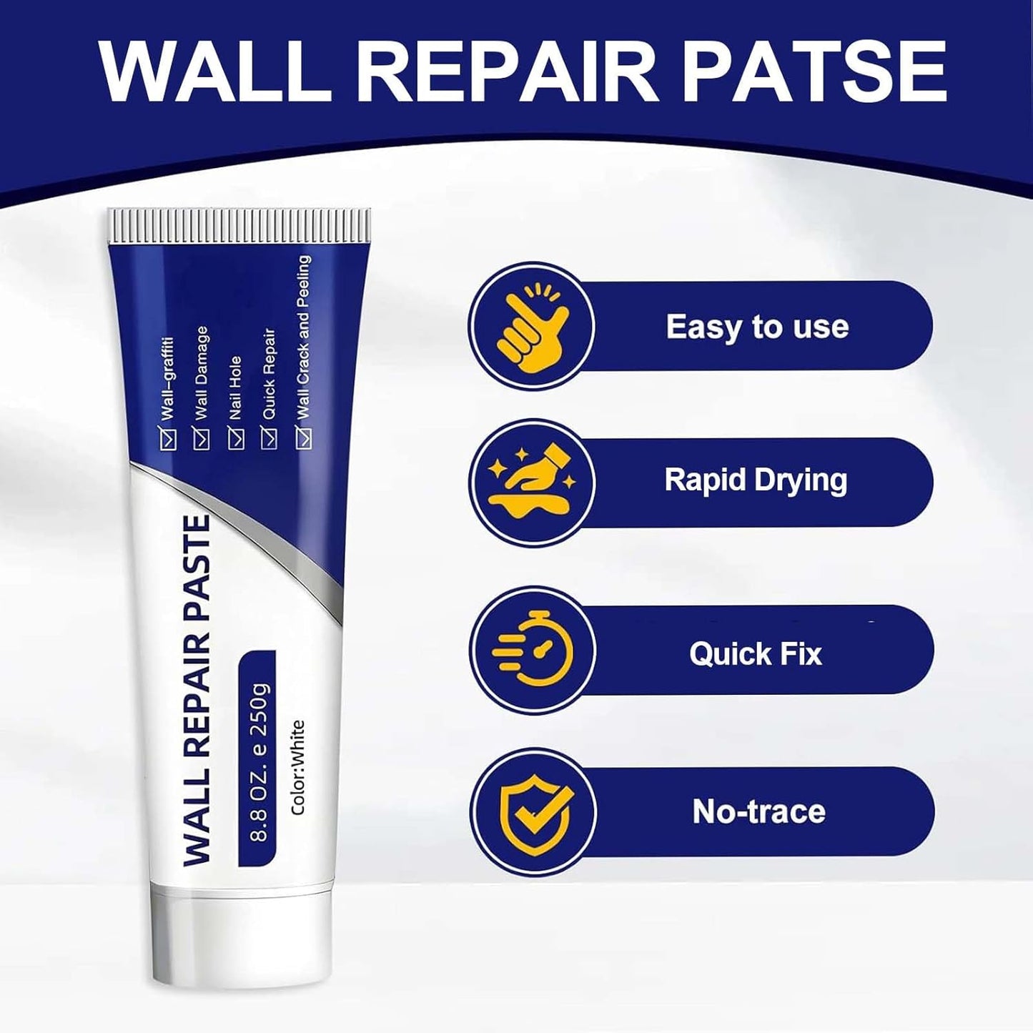 Drywall Repair Kit, White Wall Repair Paste, Multi-Functional Quick Drying Wall Mending Agent, for Cracks and Holes, with Scraper and Sandpaper