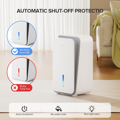 Dehumidifier for Home,1000 sq.ft Dehumidifier for Basement Bathroom Bedroom with Auto Shut Off, Built-in Aromatherapy Diffuser,7 Colors LED Light, Quiet Dehumidifiers with Sleep Mode(CS08-Cream)