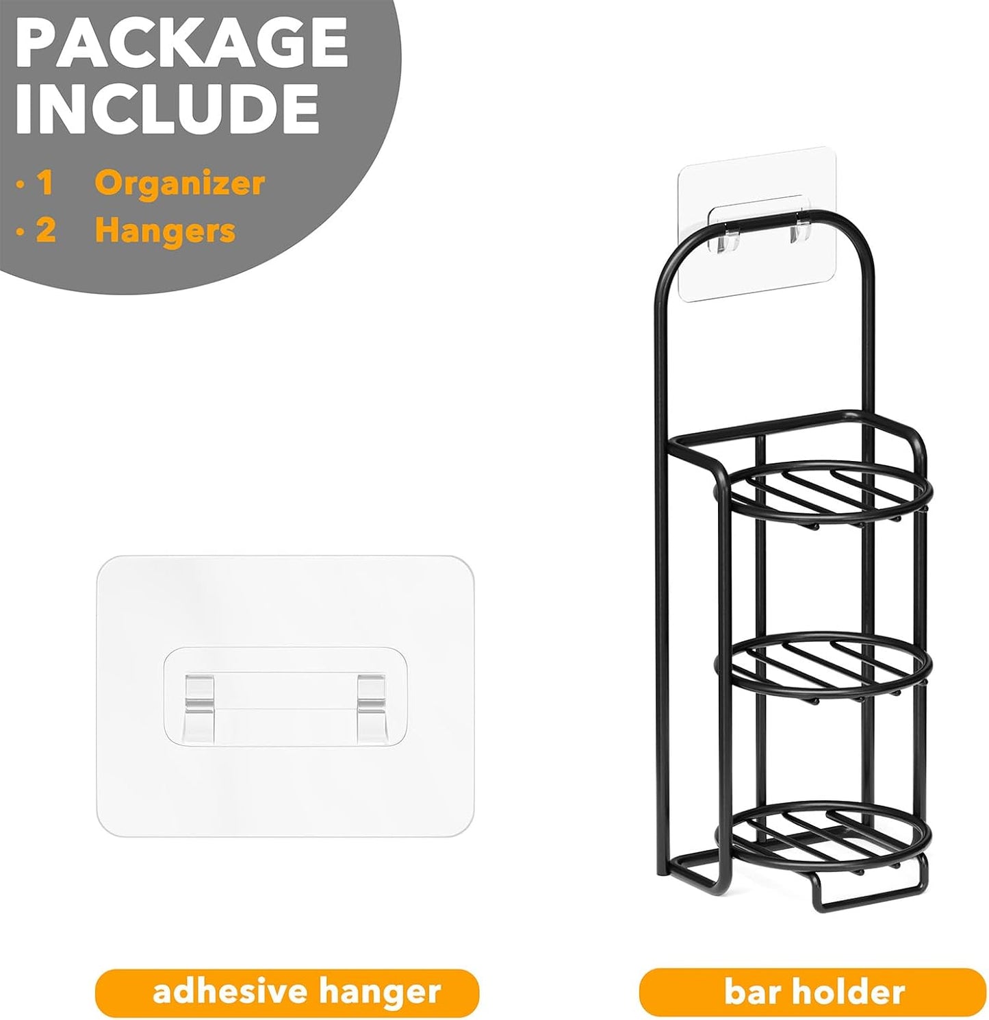 SpaceAid 4 Tier Shampoo Bar Holder for Shower, Self Draining Soap Bar Holders Caddy for Bathroom Wall and Kitchen Sink, Shampoo Bar Dish Rack, Stainless Steel Bar Soap Holder (Black)