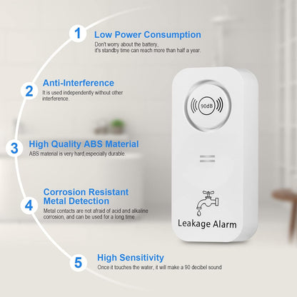 TOWODE Water Detectors Wireless 90dB Alarm Sensor, Sensitive Leak and Drip Alert for Kitchen Bathroom Basement (3 Pack)
