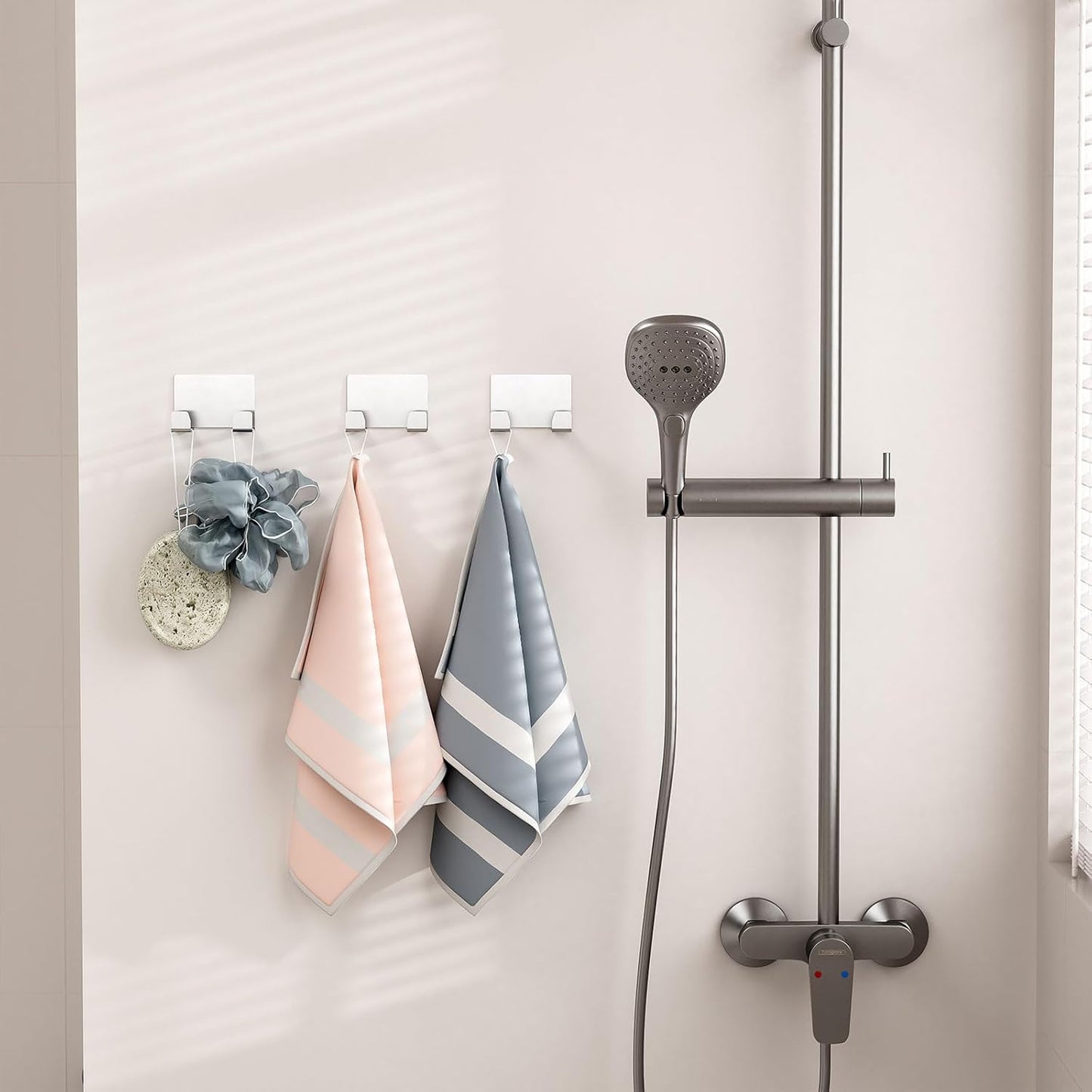 Razor Shower Holder, 2 Pack, Wall Hooks with Loofah and Razor Hooks