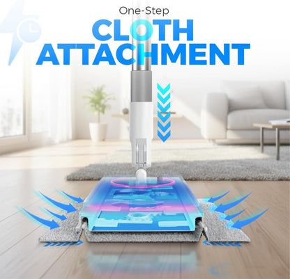 FlexiClamp Sweep & Mop Kit - Compatible with Swiffer Pads, Durable Cleaning Tool for Hardwood, Tile, Marble & Laminate Floors, Home, Kitchen Cleaning Essentials. (Include 10 Dry Cloths)