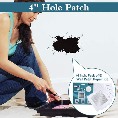 4'' by 4'' Drywall Repair Patch, 5 Pcs Wall Patch Repair Kit, Self Adhesive Wall Mesh Repair, Large Hole Patch for Drywall, Sheet Rock Patch, Aluminum Metal Sheetrock Ceiling Dry Wall Patch