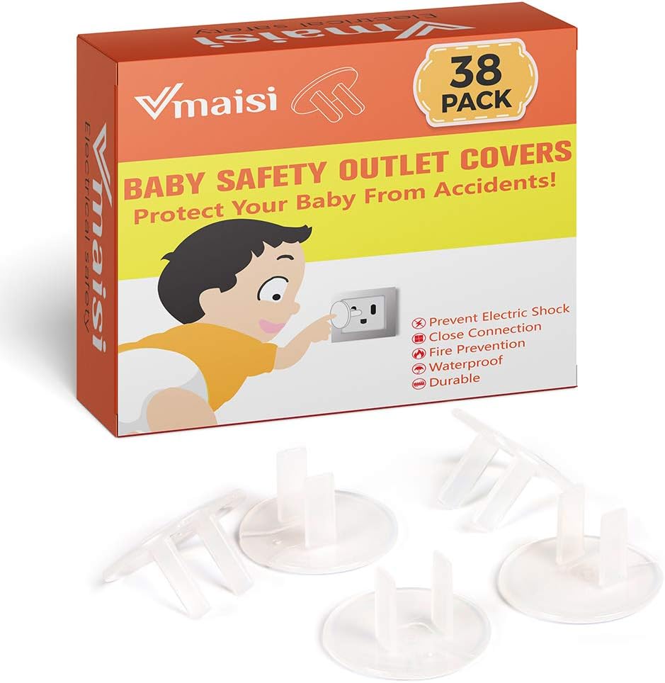 Vmaisi 38 Pieces Clear Outlet Covers Baby Proofing - Electrical Safety ChildProof Plug Protector - (Clear, 38 Pack)
