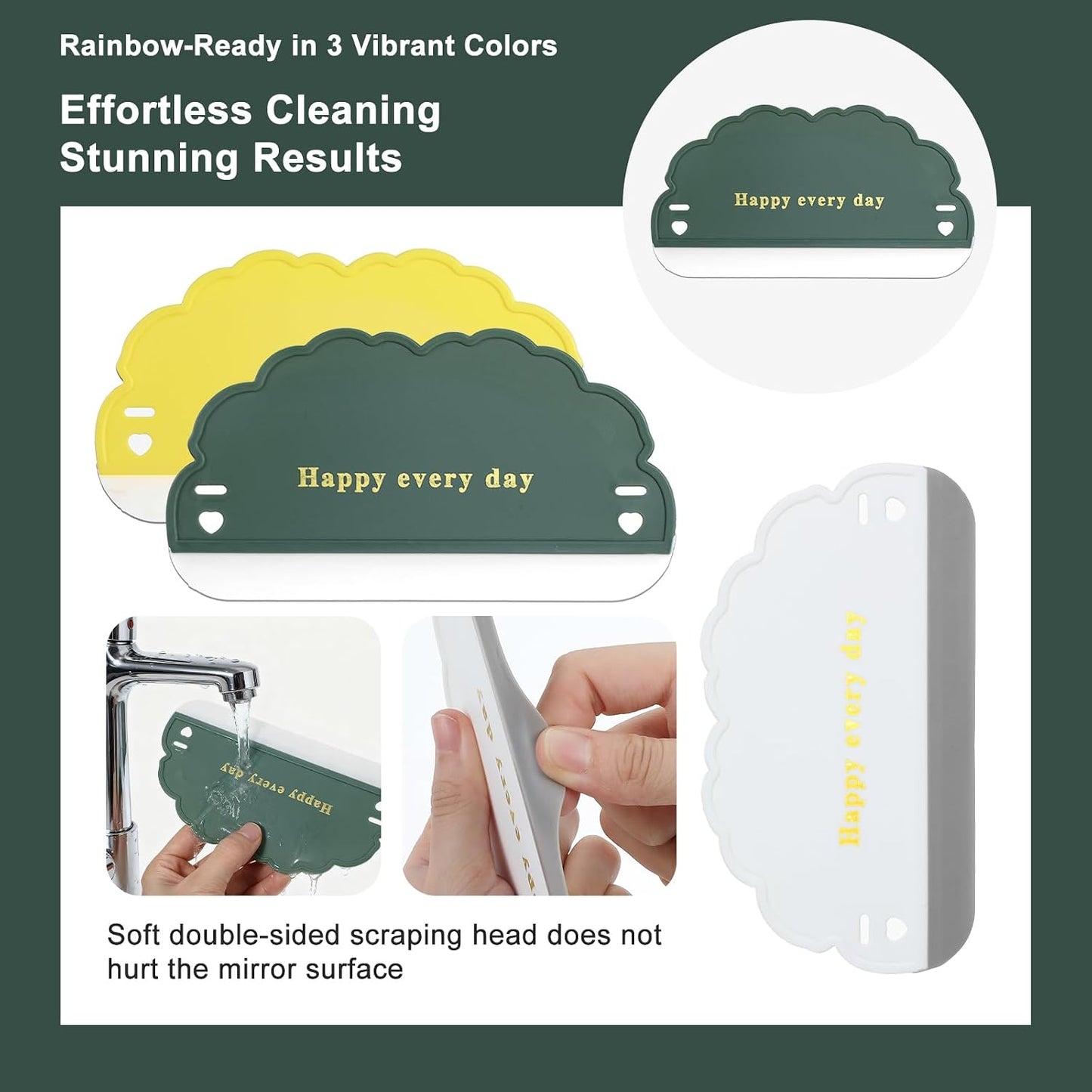 3Pcs Silicone Sink Squeegee, Mirror Squeegee | Kitchen Countertop Squeegees, Cloud Water Wiper Scraper for Sink Tiles, Cleaning Tools for Car Window Bathroom