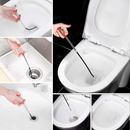 Drain Cleaning Tool Set, 79" Extra-Long Drain Clog Remover, (6pcs) 25" Hair Drain Snakes, (2pcs) 25" Cleaning Brushes for Sink, Tub, Toilet & Sewer, (9-Pieces Tool Set)