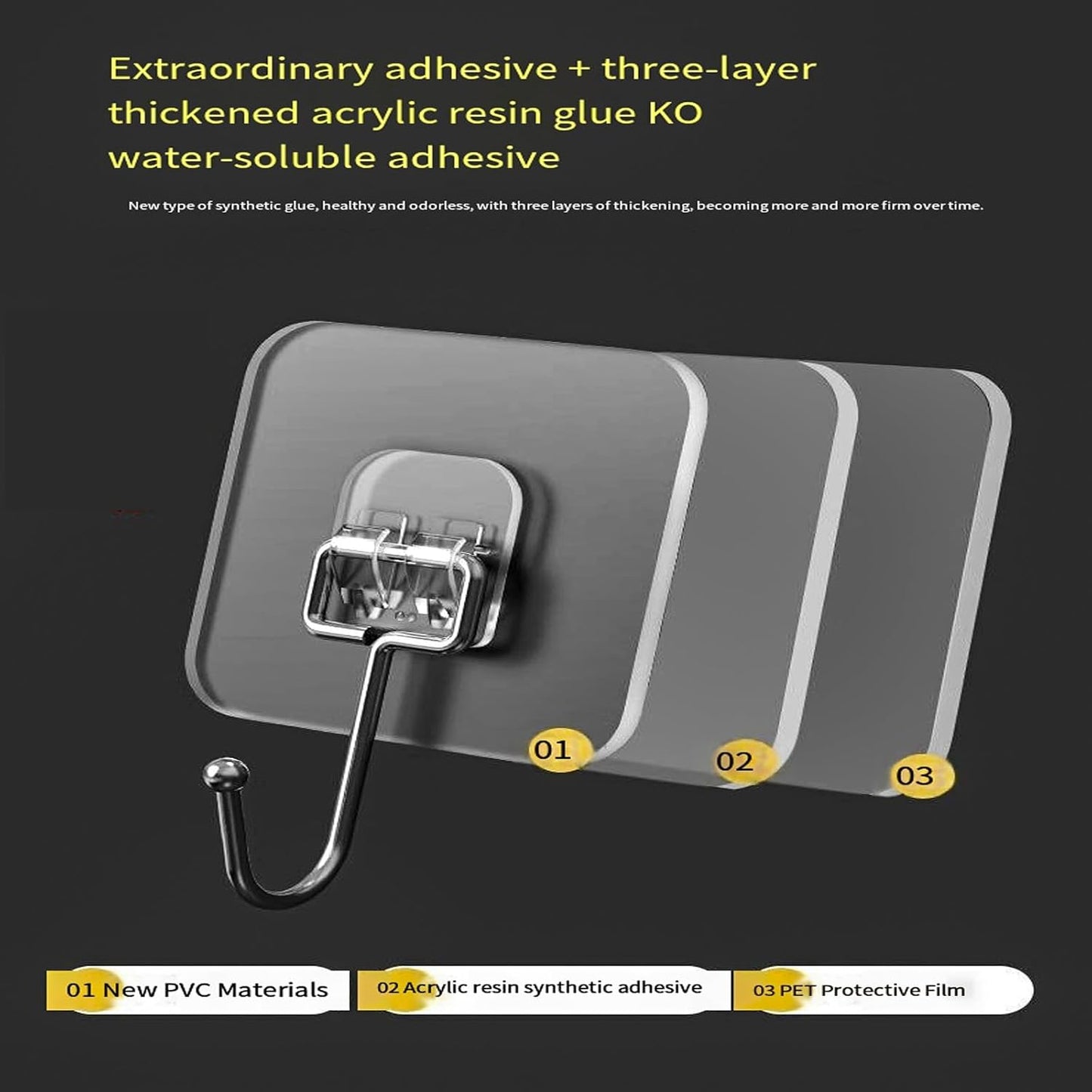 Wall Hooks for Hanging, Heavy Duty Adhesive Hooks, 100lbs Weight Capacity, Waterproof Transparent Sticky Hooks for Towels, Keys, Pictures, Bathroom, No Nails Needed(30 Pieces) (30)