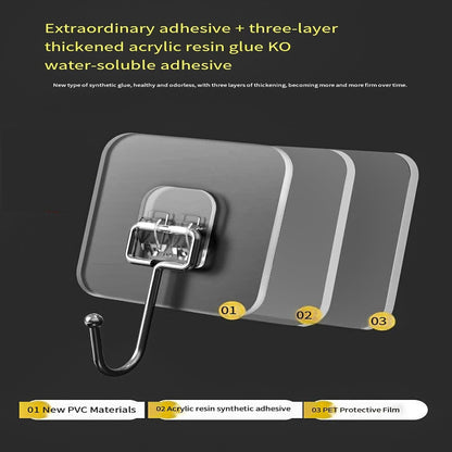 Wall Hooks for Hanging, Heavy Duty Adhesive Hooks, 100lbs Weight Capacity, Waterproof Transparent Sticky Hooks for Towels, Keys, Pictures, Bathroom, No Nails Needed(30 Pieces) (30)