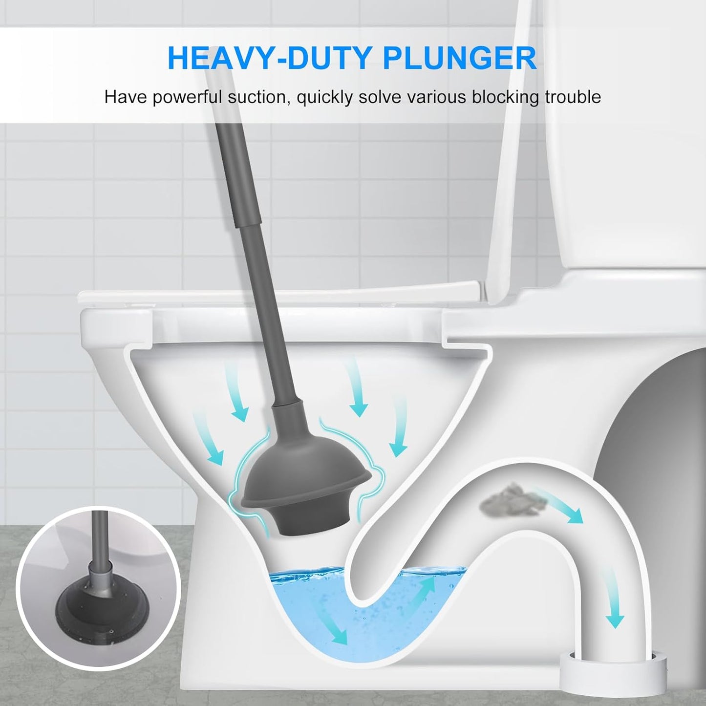 SetSail Toilet Brush and Plunger Set, Semi-Hidden Toilet Plungers Heavy Duty Toilet Bowl Brush and Holder for Bathroom Toilet Plunger and Brush Set for Deeply Cleaning - Black