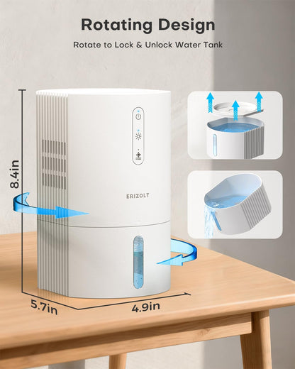 Small Dehumidifier for Home Auto Shutoff Whisper Quiet Dehumidifier for Bedroom (White)