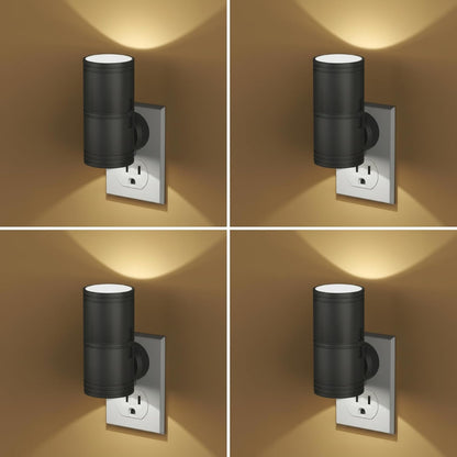 Likelgn Night Light Plug into Wall, 2 Pack Dimmable LED Nightlight with Dusk to Dawn Sensor, Soft White Glow, for Hallway, Bathroom, Bedroom, Black