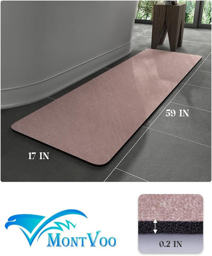 MontVoo -Bath Mat-Rubber Backing Non SlipThin Bathroom Rugs Fit Under Door- Quick Dry Absorbent Faux Suede Surface Grey Bathroom Floor Mats-Shower Rug for in Front of Bathtub Shower Gray 16x24