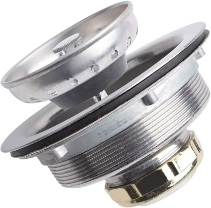 Hydro Master Kitchen Sink Basket Strainer Standard Drains(3-1/2 Inch), Stainless Steel with Rubber Stopper for Kitchen Sinks