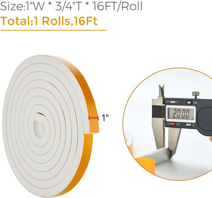 33 Feet Weather Stripping Door Seal- 1/2" Wide X 1/4" Thick Door Bottom Seal Strip High Density Foam Tape Adhesive Rubber Strip for Door Soundproofing,Window Insulation (1/2" x 1/4" x 33FT,Black)
