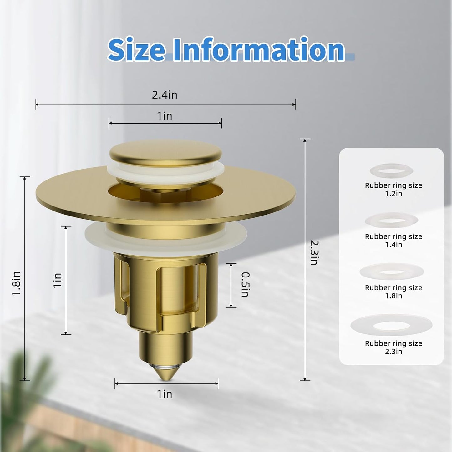 iFealClear Metal Universal Bathroom Sink Stopper, Upgraded Stainless Steel Sink Drain Strainer for 1.1''~2.36" Basin Pop Up Drain Strainer, Anti-Clogging Filter Basket, Brushed Nickel