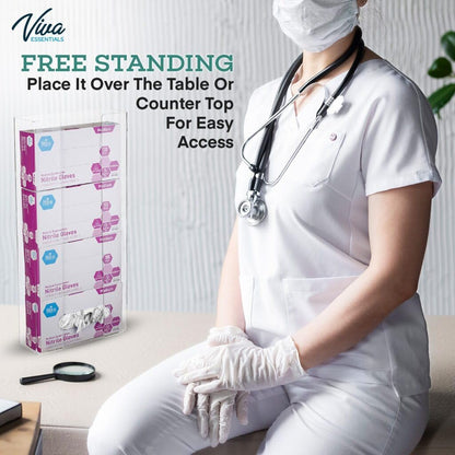 AdirMed VivaEssentials Double Glove Box Holder, Wall Mount or Free Standing Black Acrylic Glove Holder