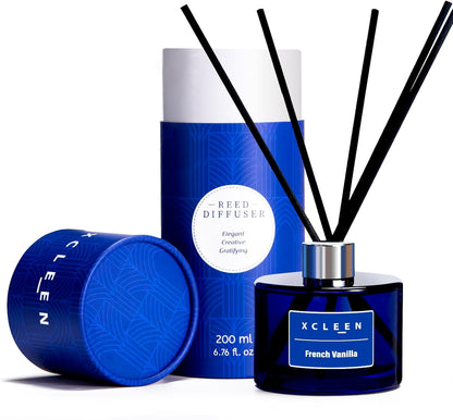 Xcleen Reed Diffusers Set, 3.7 Oz Scent Diffuser, 6 Reed Diffuser Sticks, Home Fragrance Hyacinth, Peony & Citrus, Aromatherapy Oil Diffuser Reeds, More Masculine Scent, Bathroom & Office Decor 110ml