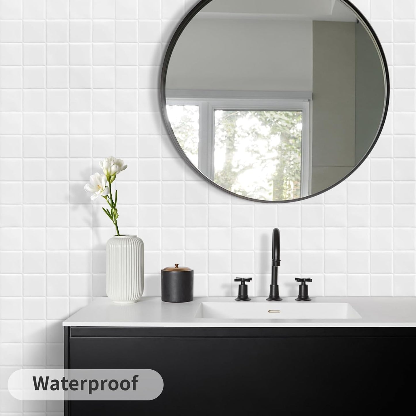 DEWOO Colorful Peel and Stick Backsplash Tiles Kitchen Bathroom Square Self Adhesive Wall Tile Checkered Stickers,Multicolor (10-Sheet, 12"×12")