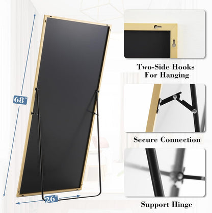 59"x16" Arched Full Length Mirror, Full Body Mirror with Leaning or Standing, Floor Standing Aluminum Frame for Bedroom, Livingroom, Cloakroom, Black