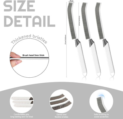 Crevice Cleaning Brush Bathroom Tile Groove Gap Cleaning Brush Premium Crevice Cleaning Tool Aluminum Support with 15° Angled Head-Grout Thin Brush,Kitchen & Bathroom Tool (3PCS)
