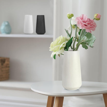 White Ceramic Vase, GUKJOB Small Cute Flower Vase for Pampas Grass, Home, Living Room, Dining Table, Farmhouse, Office Decor, Bedroom, Table, and Kitchen Shelf (White- 2PCS)