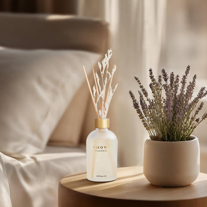 Reed Diffuser - Jasmine Tea - 200ml Reed Diffuser Set with Essential Oils and 8 Reeds, Long-Lasting Fragrance for Home, Bathroom, Bedroom, Room, Decor