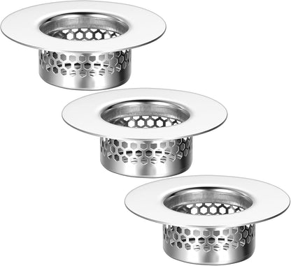 3 Pack Bathroom Sink Drain Strainer, Stainless Steel Drain Cover Sink Hair Catcher Mop Pool Slop Sinks Filter Rust-Proof Mesh Screen for Bathtub, Laundry, Utility, RV Sinks (Fits 1.25" to 1.6" Hole)