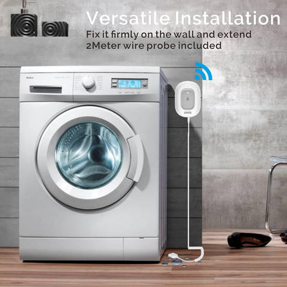Water Alarm Sensor with 80dB Loud Sound WiFi Leak Detector, Overflow Leak Alarm, Remote Monitoring leaker for Water Heater Basement Sewage Pump, TUYA/Smart Life APP Notification