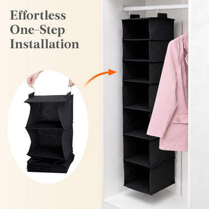Lifewit 5 Tier Hanging Closet Organizer and Storage for Shelves, Foldable Clothes Shelf with 2 Sturdy Hooks, Sweater/Coat/Shoes Clothing Organization for Wardrobe, Dorm, Bedroom, Gray