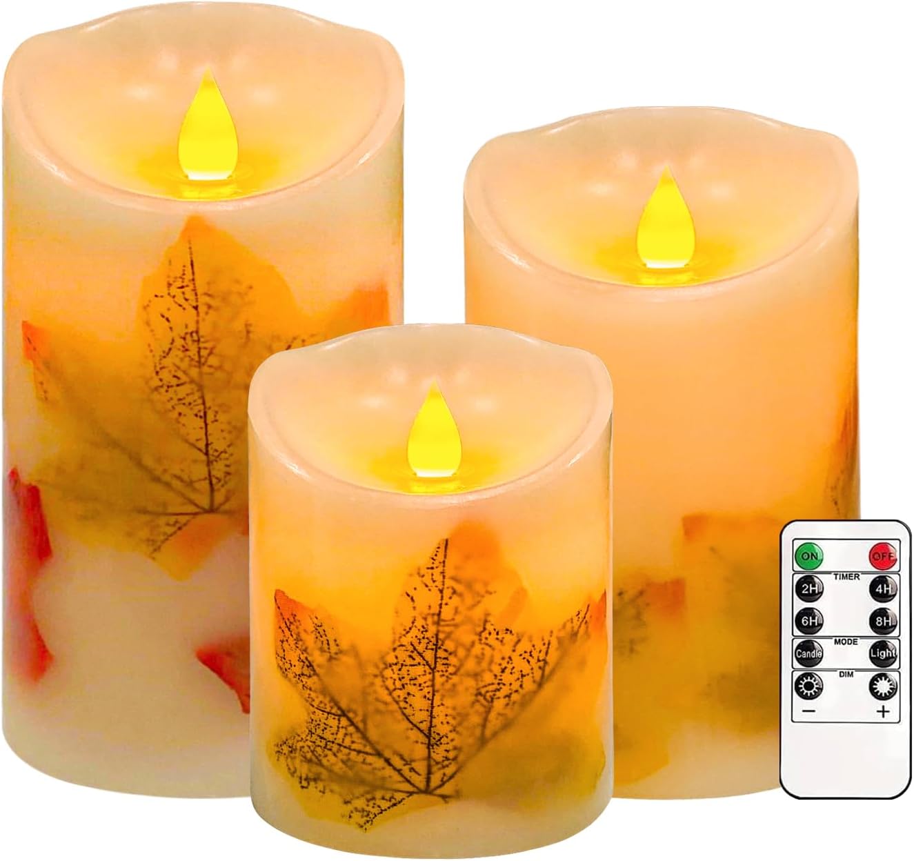 Flameless Candles Lights, Set of 3 Flickering LED Candles with Remote & Timer, Dimmable Electric Pillar Candles Battery Operated, Green Candles for Home St. Patrick’s Day Christmas Decor (Green)