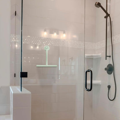 Splash Home Shower Squeegee for Glass Doors - Black Bathroom Squeegee with Suction Hook, Glass Shower Door Squeegee for Streak-Free Cleaning, Shower Wiper for Glass Doors and Tiles, 8.5" Wide Blade