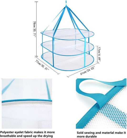 Large Folding Laundry Drying Rack, Clothes Drying Rack, Portable Sweater Drying Rack, Mesh Hanging air Dryer, Lay fold Flat Dry Hanger for Indoor Outdoor, Delicates, Towel, Socks,Swimsuit