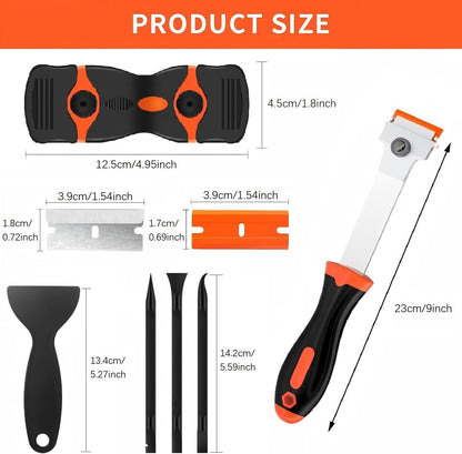 DEKEones Razor Blade Scraper, Long Handled Scraper Tool with 10 Extra Replacement Blades, Razor Scraper Remover for Cleaning Sticker, Paint, Caulk from Window, Car, Glass, Windshield, Stove