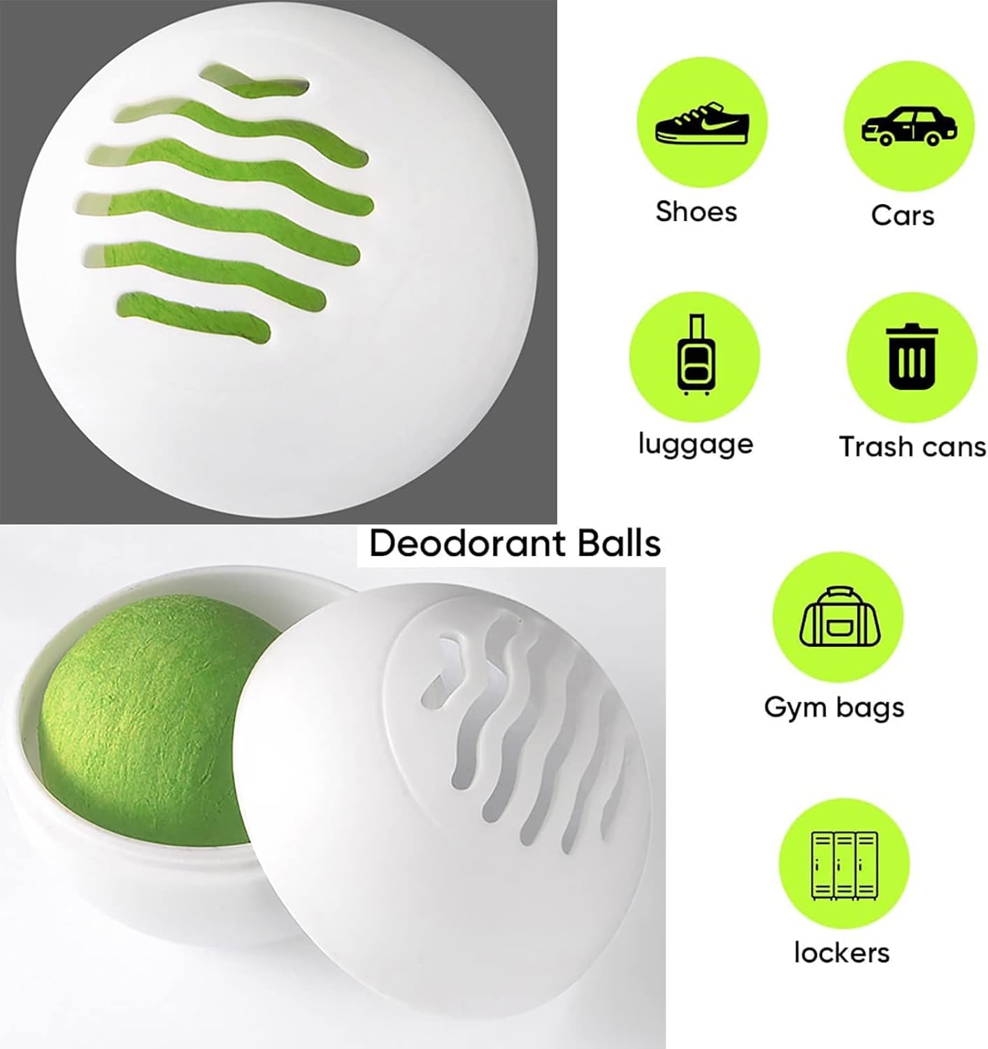 Deodorizer Balls, 8Pcs Shoe Deodorant Balls, Shoe Deodorizer, Shoes Ball Odor Eliminator, Shoes Odor Refreshing Car Air Freshener Ball for Gym Bags Closet Locker Luggage Cabinet