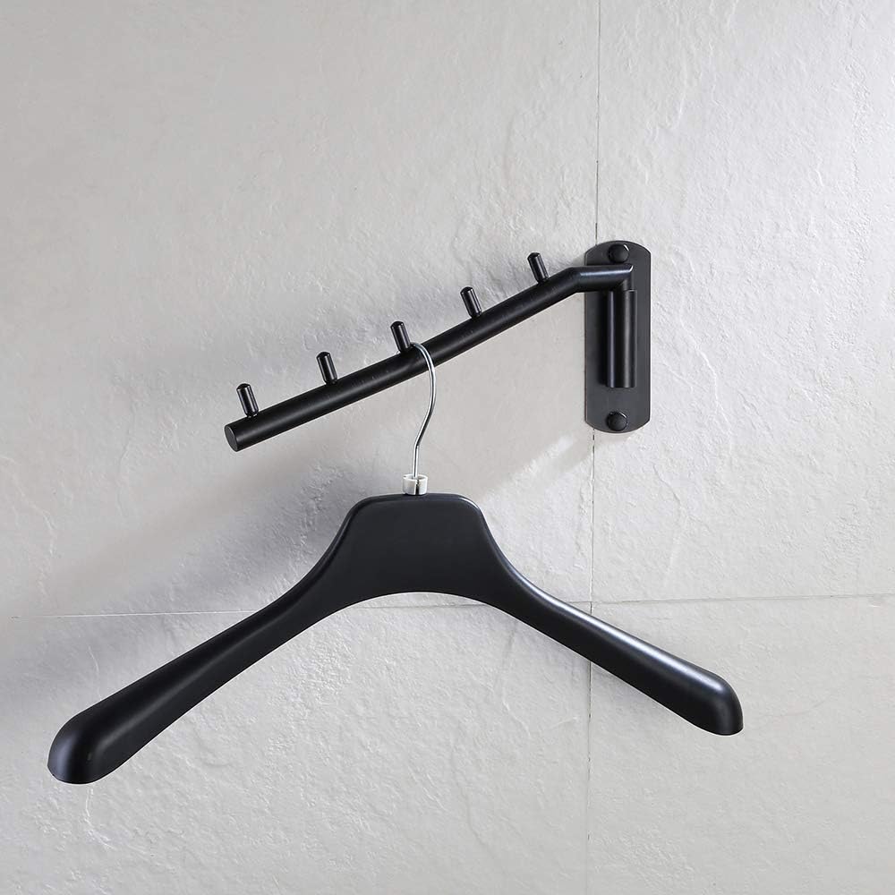 JQK Folding Clothes Hanger Rack, Stainless Steel Swing Arm Hook Holder, Clothing Hanging System Drying Closet Storage Organizer Brushed Finished Wall Mount, SHR100-BN