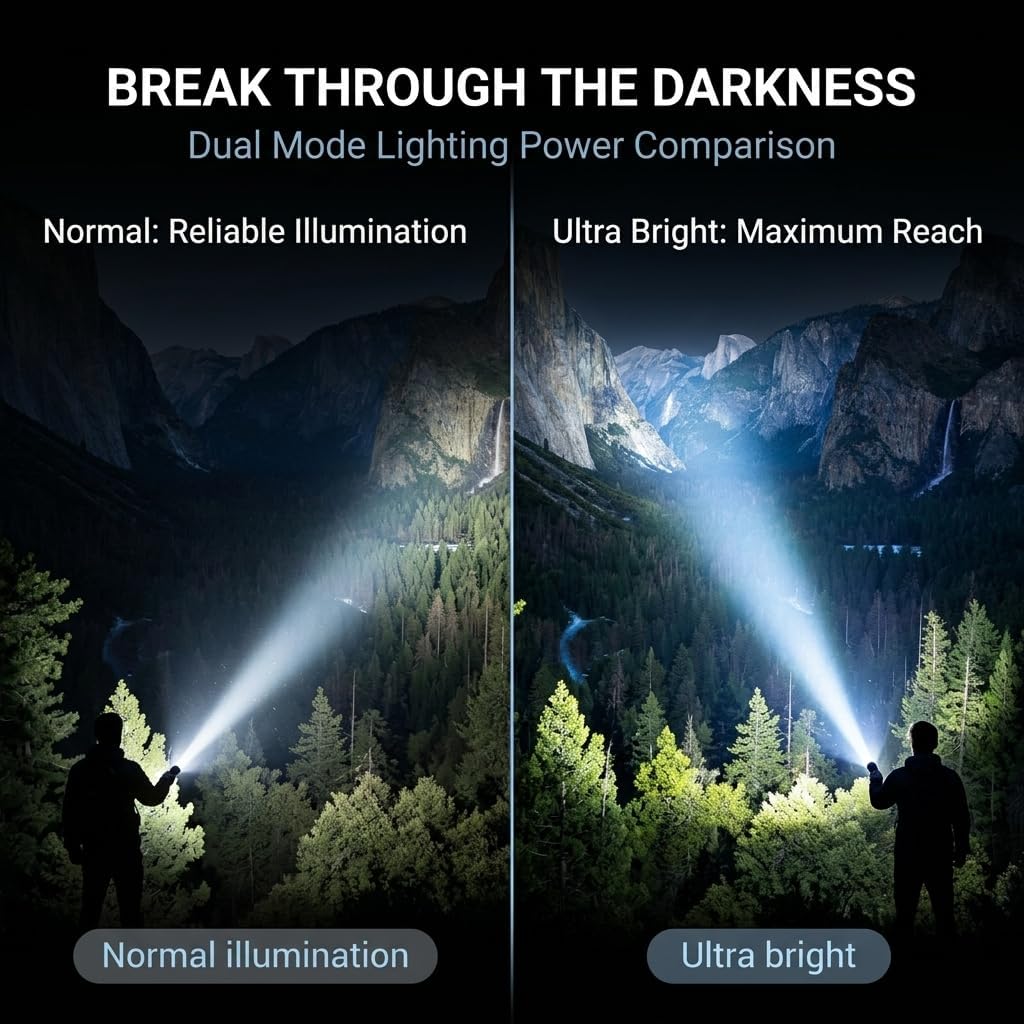Flashlight Lantern Combo Rechargeable, 2-in-1 LED Flashlight with 360° Camping Lantern & Emergency Strobe, Compact Light for Camping, Power Outage, Car