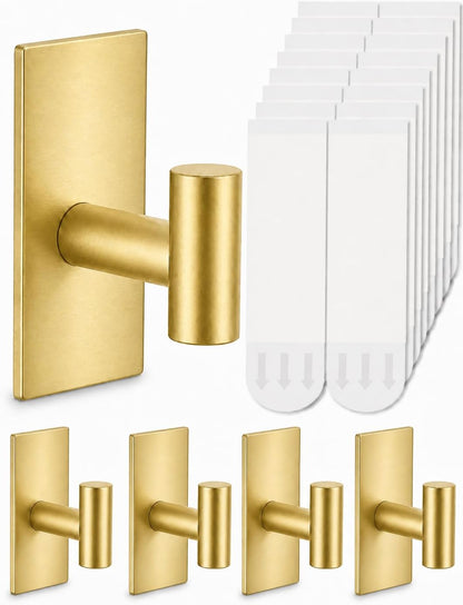 Removable Towel Hooks for Bathrooms, Heavy Duty Adhesive Hooks for Walls No Damage, Black Home Storage Hooks for Inside Shower, Sticky Hooks for Hanging Robe Coat Loofah Clothes Kitchen, 14Pcs Sus304