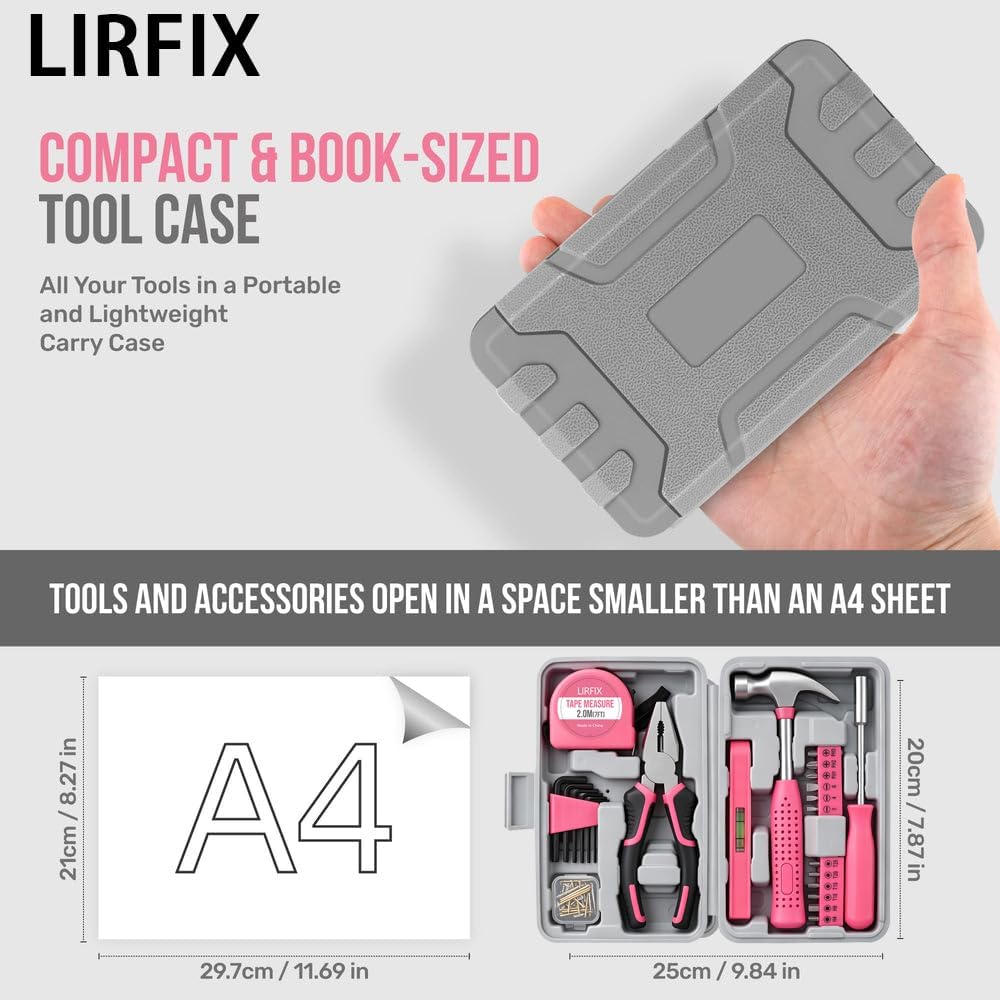 24PCS Mini Compact Pink Household Hardware Tool Set, Beginner Basic DIY Small Repair Tool Kit for Women, Home Assembly Mainten ance Hand Tools, Premium Gift Set for Household Daily Repairs ﻿