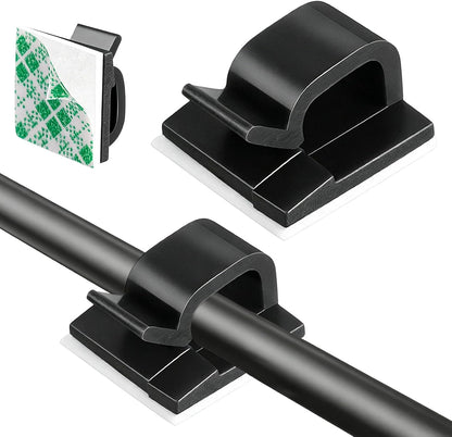 Upgrade 100 Pack Adhesive Cable Wire Clips, Self-Adhesive Cord Organizer Clips, No-Drill Cable Management Clip for Desk, Wall, Home, Office and Car (Black)