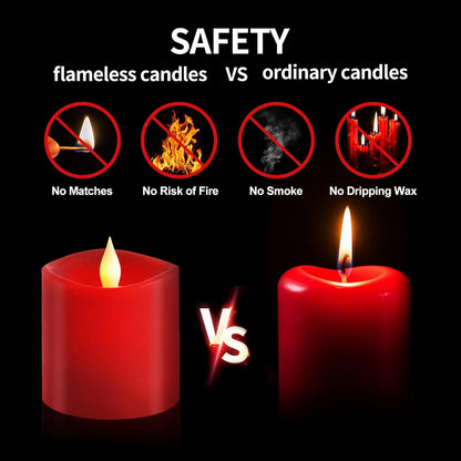 3x3 Flameless Candles with Remote Set of 2, 3 inch Battery Candles Flickering with Timer, LED Pillar Candle for Indoor/Outdoor, White