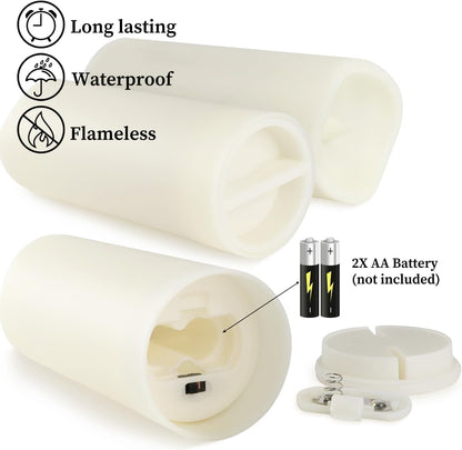Enpornk Flameless Battery Operated Outdoor Waterproof Set of 12(D: 3" x H: 3" 4" 5" 6") Pillar LED Candles with 10-Key Remote and Cycling 24 Hours Timer
