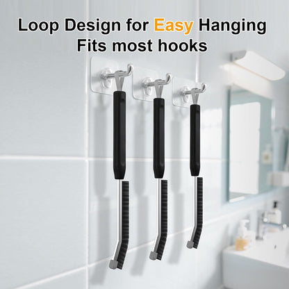 Crevice Cleaning Brush 3 Pack, Stainless Steel Bristle Support Rod, Rust-Resistant & Durable, Rounded Protective Head, Stiff Bristles for Tile Grout, Bathroom Gaps & Window Groove Brushes