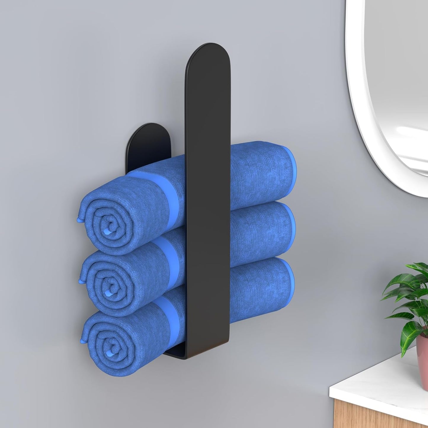 HUFEEOH 2 Pack Adhesive Hand Towel Holder, Kitchen Towel Rack Towel Bars Wall Mounted, Stainless Steel Bath Towel Hanger for Bathroom Hotel Kitchen (White, 8 Inch(2PC))