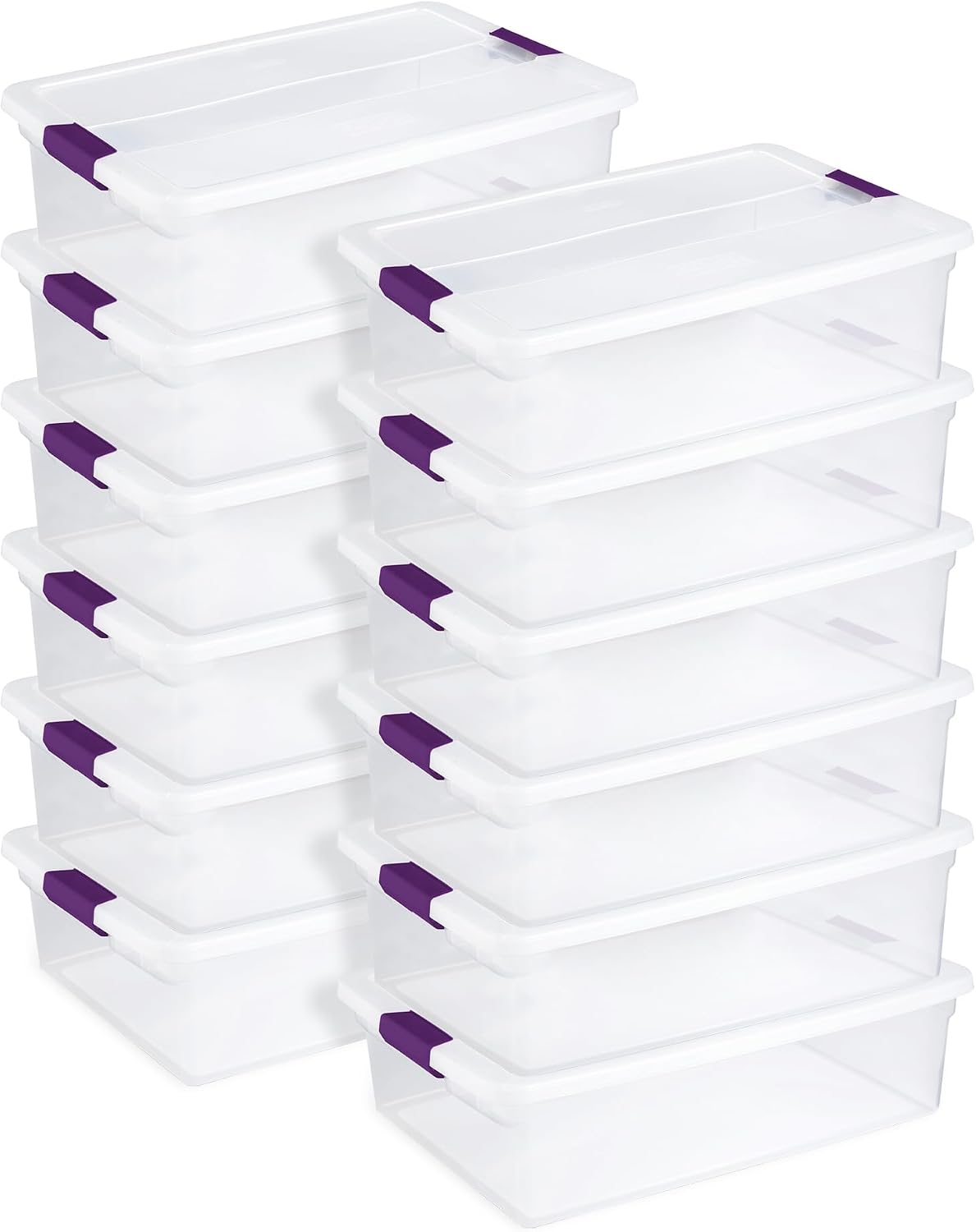 Sterilite 8-Pack 60 Quart ClearView Latch Box, Wheeled Underbed Organizer Bins with Latching Lids - Clear Plastic Organization Containers for Closet, Bedroom, Shelving Units and Everyday Home Storage
