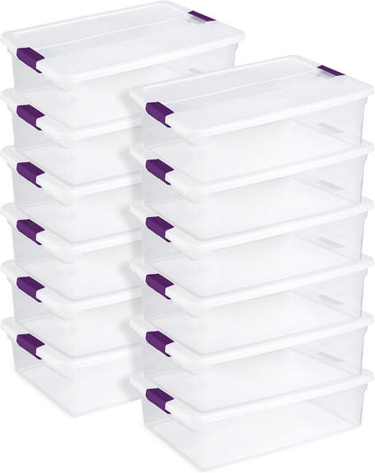 Sterilite 8-Pack 60 Quart ClearView Latch Box, Wheeled Underbed Organizer Bins with Latching Lids - Clear Plastic Organization Containers for Closet, Bedroom, Shelving Units and Everyday Home Storage