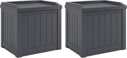 Suncast Small Deck Box Storage w/ Bench Seat for Indoor & Outdoor Use, 22 Gal., Cyberspace