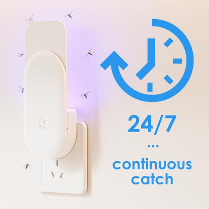 TIENBE Flying Insect Trap, 2 in 1 Indoor Plug-in Fruit Fly Trap, 1 Trap White and 6 Glue Cards, Fruit Fly Traps for Gnat, Moth, Mosquito, Suitable for Every Part of The Home